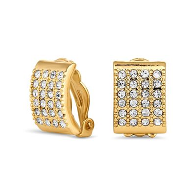 Gold crystal pave square earring